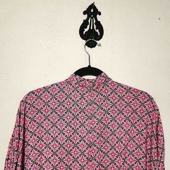 Victoria's Secret Open Front Kimono Robe Boho Beach Cover-up Geometric Print M/L - Picture 5 of 11